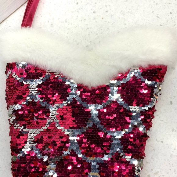 Mermaid Christmas Stocking Pink Sequin - Picture 4 of 8
